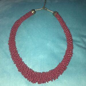 Beaded burgundy chunky necklace